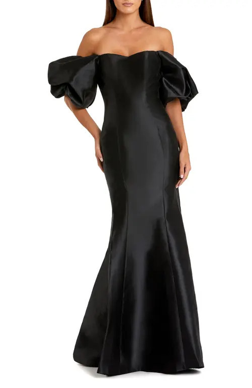 Mac Duggal Sweetheart Off The Shoulder Puff Sleeve Gown in Black at Nordstrom, Size 6 | Nordstrom