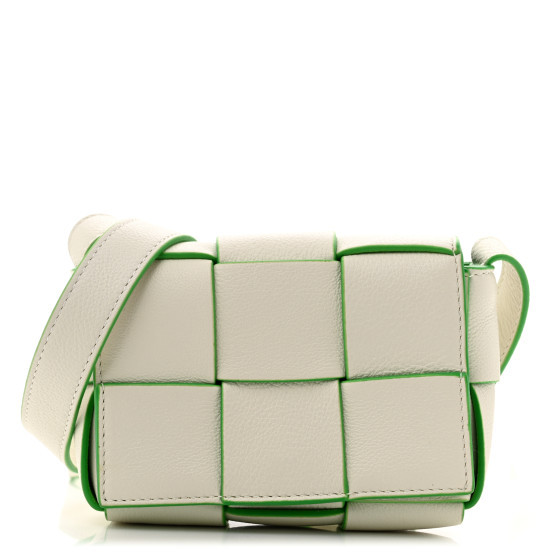 Buffalo Maxi Intrecciato Bicolor Extra Mini Cassette Crossbody Bag White Parakeet | FASHIONPHILE (US)