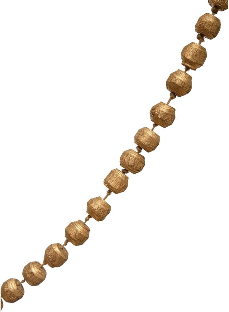 Creative Co-Op Paulownia Wood Bead Garland, Gold Finish | Amazon (US)