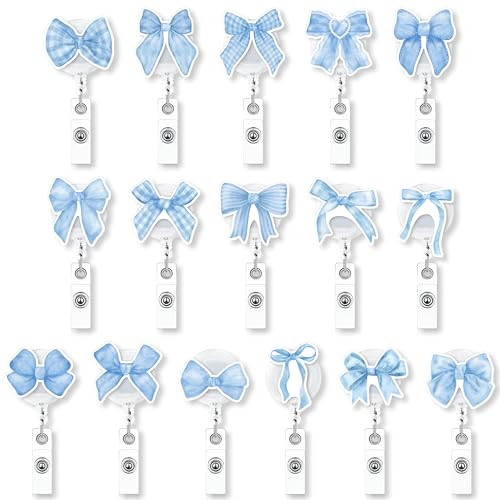 Blue Id Badge Holder - 16Pcs Blue Bow Waterproof ID Cruise Ship Cards Pack Retractable Name Tag B... | Amazon (US)