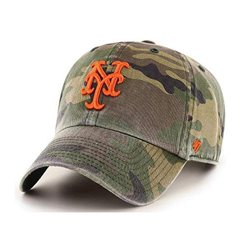 '47 Brand Men's New York Mets Clean Up Hat Cap Camo/Orange | Amazon (UK)