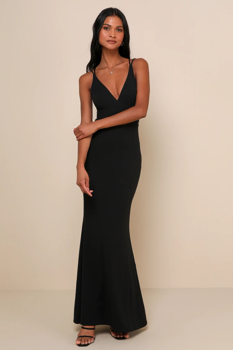 All this Allure Black Strappy Backless Mermaid Maxi Dress | Lulus