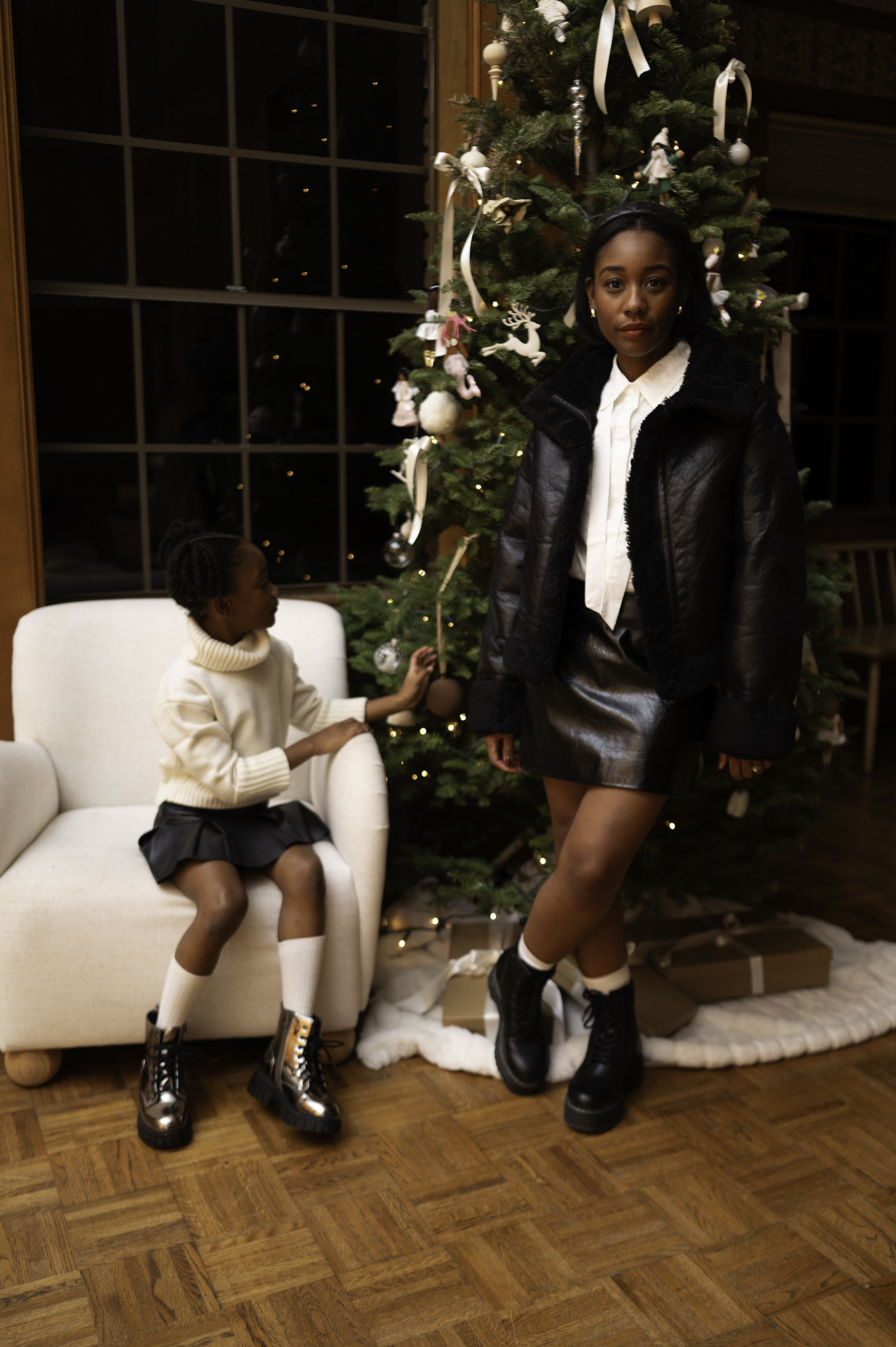 This is what having a mini me is like! @walmartfashion has the cutest on trend pieces not only for me but for kids too! I found the cutest faux leather skirts under $25 for Aubri and I and our combat boots under $28 (such a great deal)! #walmartpartner #walmartfashion Shop our looks in my @shop.ltk shop! 

#LTKHoliday #LTKparties #LTKfamily