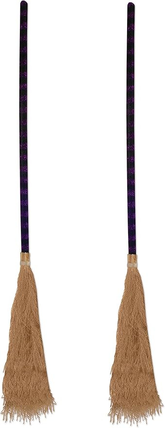 Beistle Witch's Brooms 2 Piece, Black/Purple/Tan | Amazon (US)