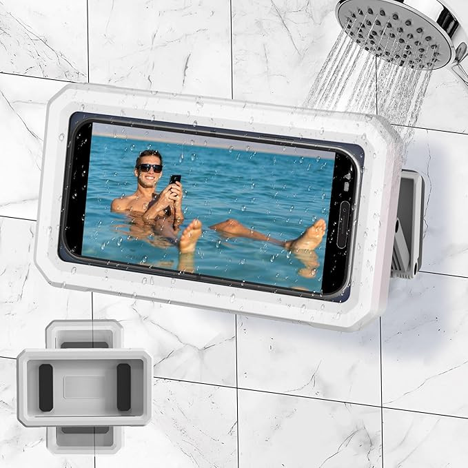 Shower Phone Holder Waterproof-480°Adjustable Rotation, Waterproof Anti Fog Case with Touch Scre... | Amazon (US)