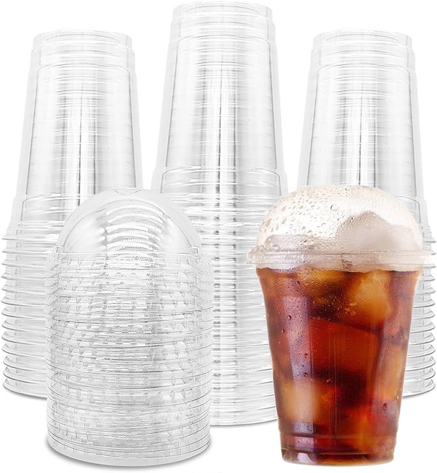 Rrshnsgv 50 Pack 12oz Clear Plastic Cups with Dome Lids,Disposable Parfait Cups,PET Dessert Cups ... | Amazon (US)