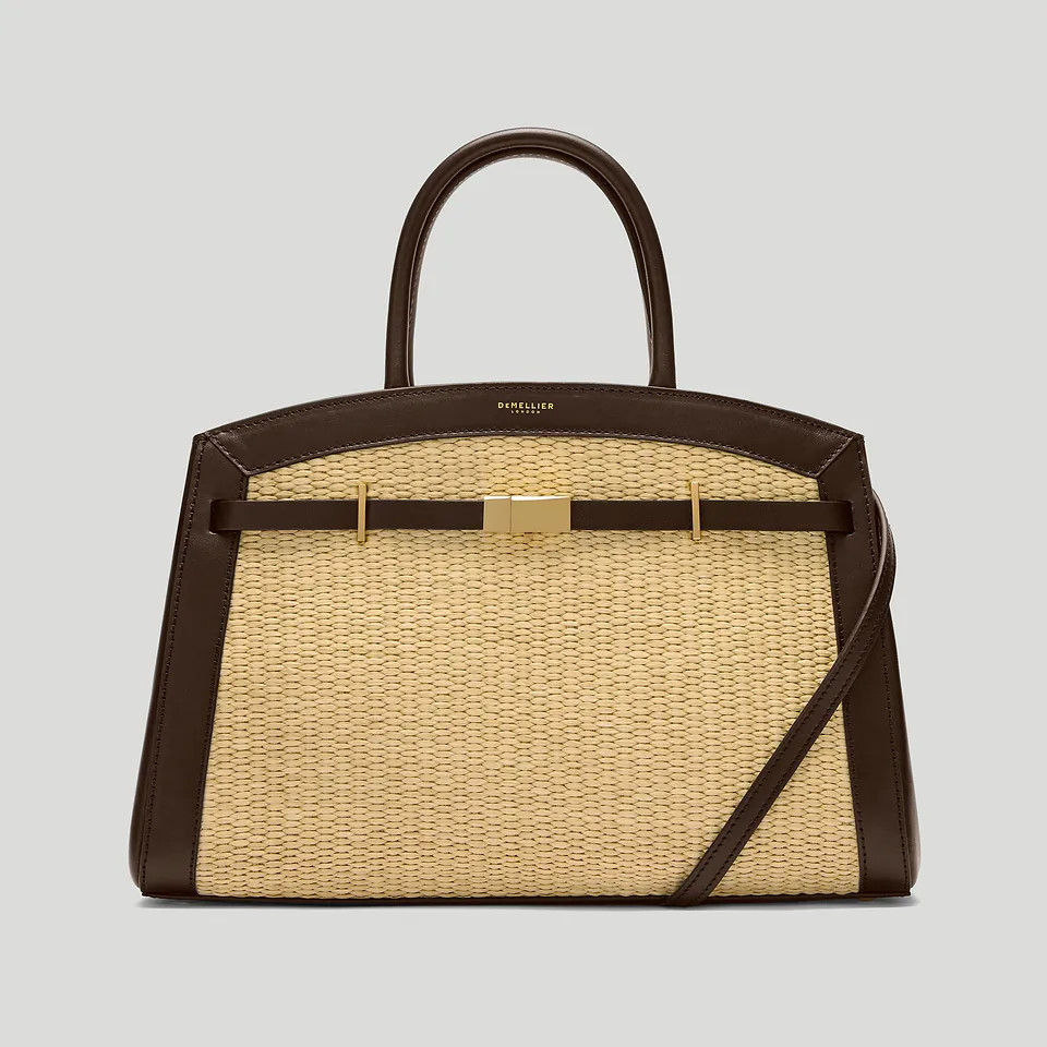 The Midi Hudson | Warm Raffia & Mokka Glattleder | DeMellier | DeMellier