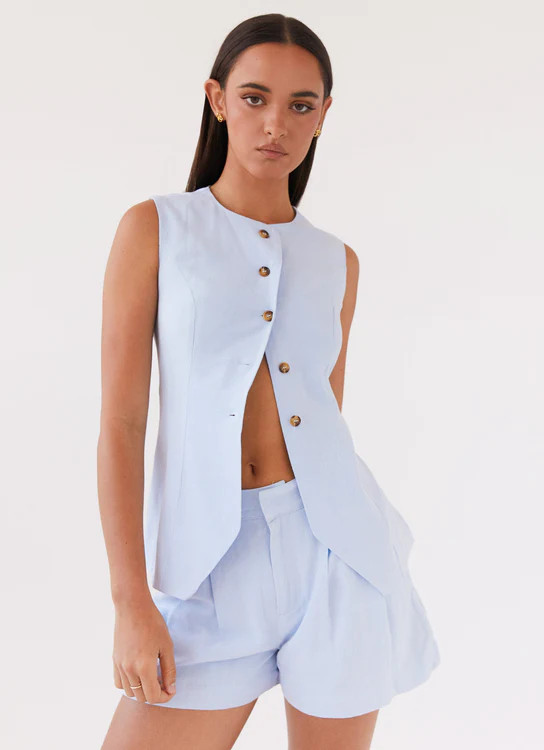 Born For Bordeaux Linen Vest - Lemon | Peppermayo (Global)