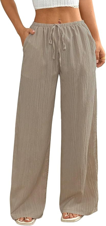 MakeMeChic Women's Casual Wide Leg Pants Summer Beach Palazzo Pants | Amazon (US)