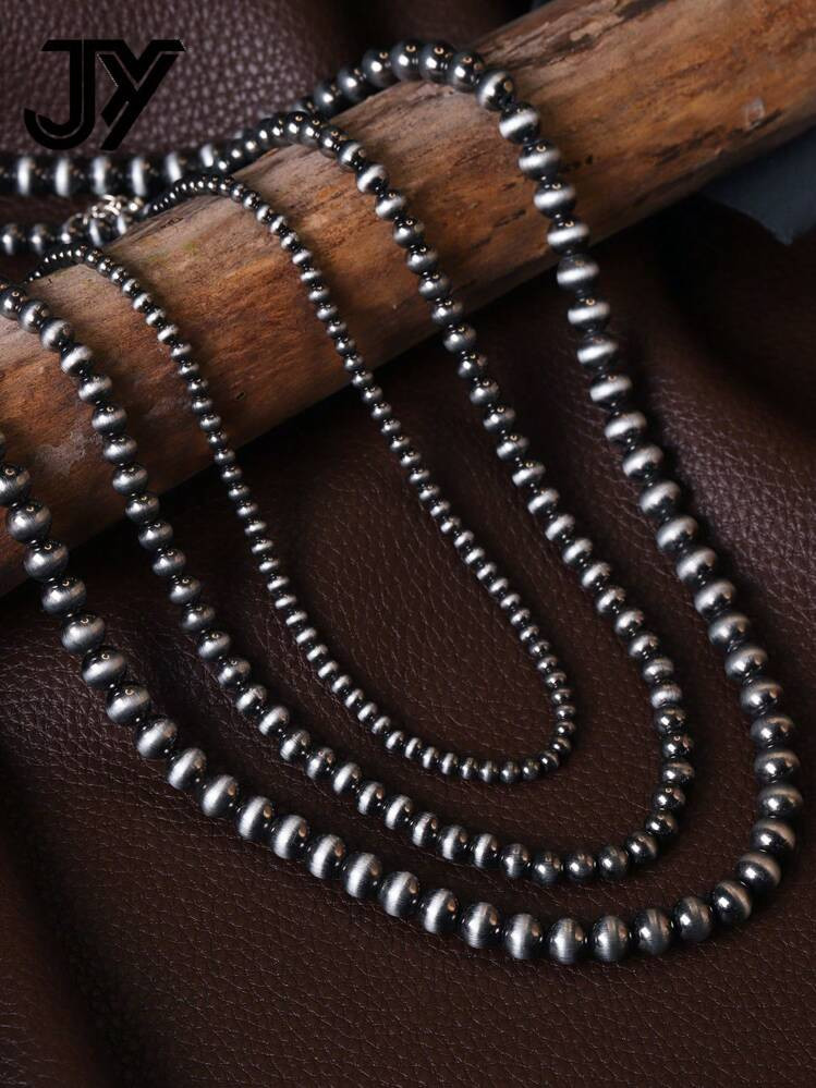 1pc Western Exaggerated Vintage Navajo Style Faux Pearl CCB Necklace, 4MM 6MM 8MM In Multiple Combinations Available.,Western Country Navajo Faux Pearls | SHEIN