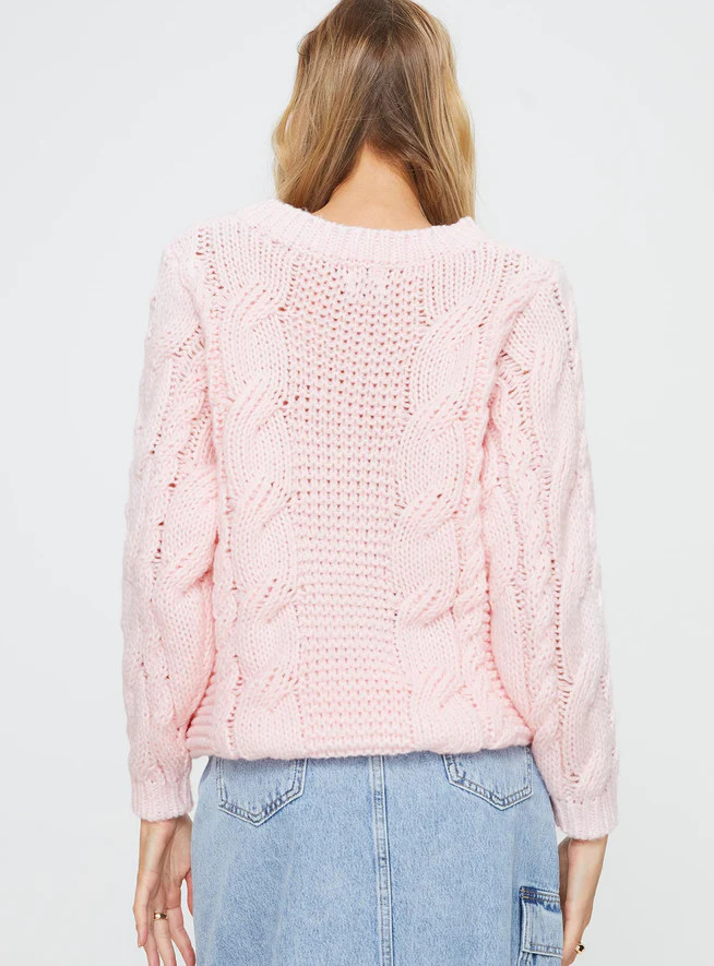 Ellison Cable Knit Sweater Blush Pink | Princess Polly US