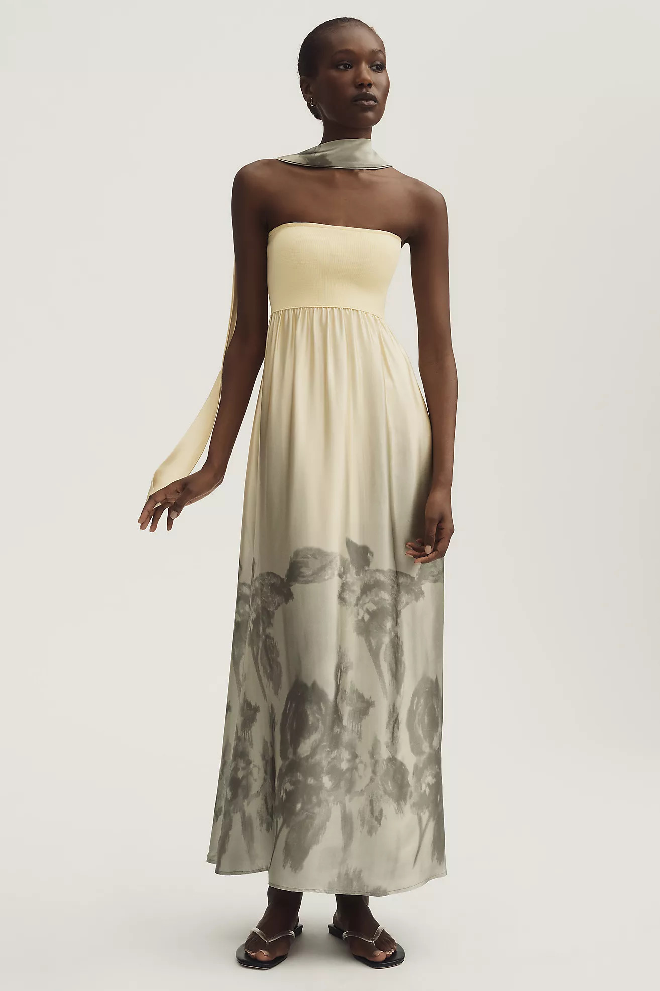 By Anthropologie Strapless Scarf Midi Dress | Anthropologie (US)