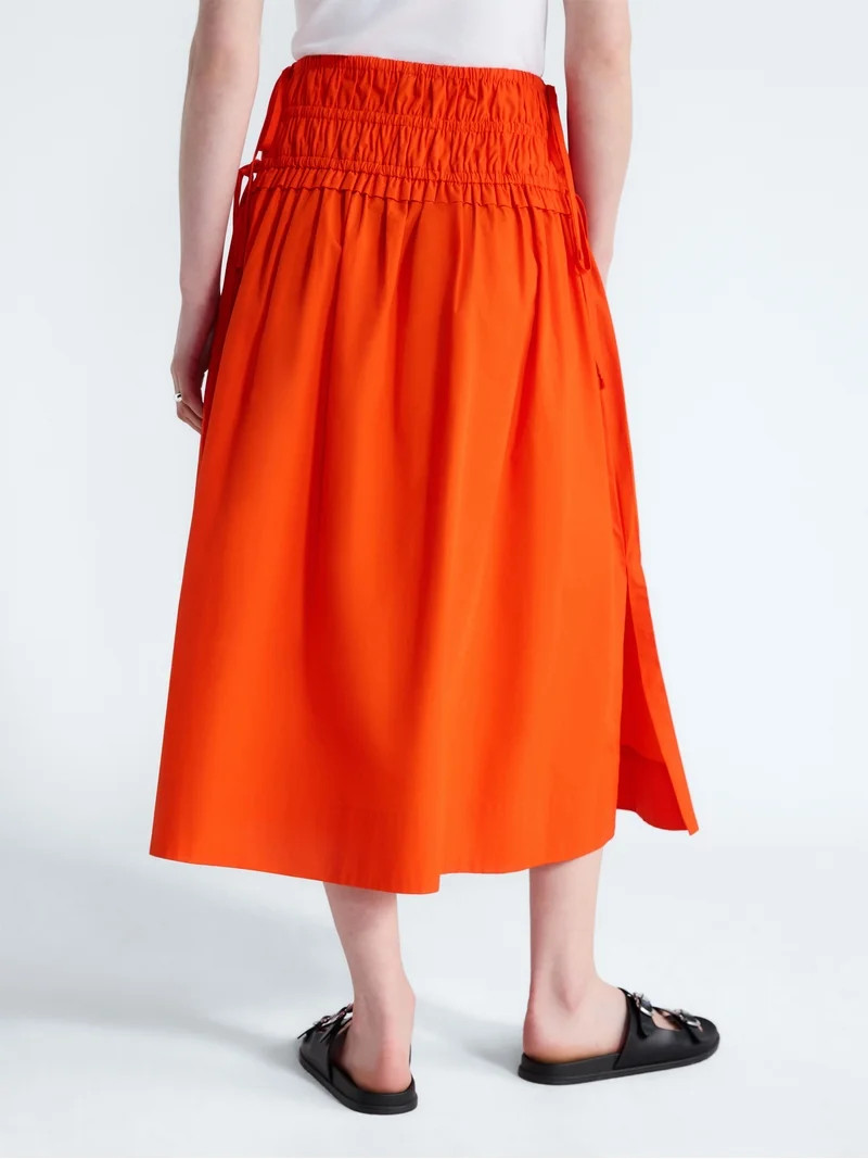 Free Assembly Women's and Women's Plus Smocked Drawstring Cotton Maxi Skirt, Sizes XS-4X | Walmart (US)