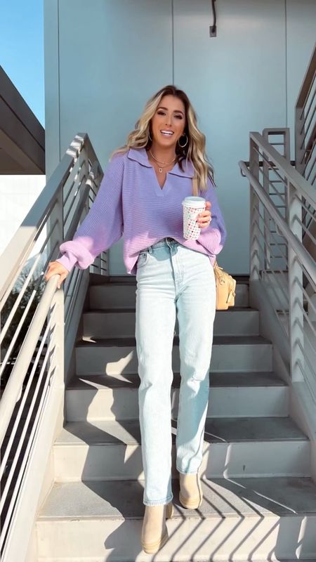 I love this casual outfit! The straight leg, high-rise jeans, run true to size. My purple collared sweater is an Amazon and find, my boots run true to size and are so cute. 

Amazon fashion, Abercrombie, jeans, denim, pullover , casual outfit idea

#LTKunder50 #LTKstyletip #LTKshoecrush