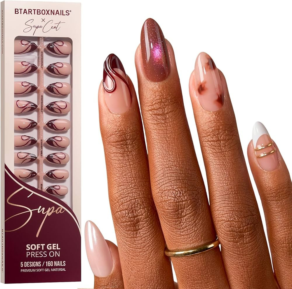 BTArtboxnails SUPA Press On Nails, Medium Almond Fake Nails, 160Pcs | Amazon (US)