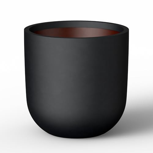 Kante 11.0" Round Concrete Planter, Large Cylinder Plant Pot with Curved Bottom and Drainage Hole, for Indoor and Outdoor Use – Garden or Patio, Black Finish with Painted Interior | Amazon (US)