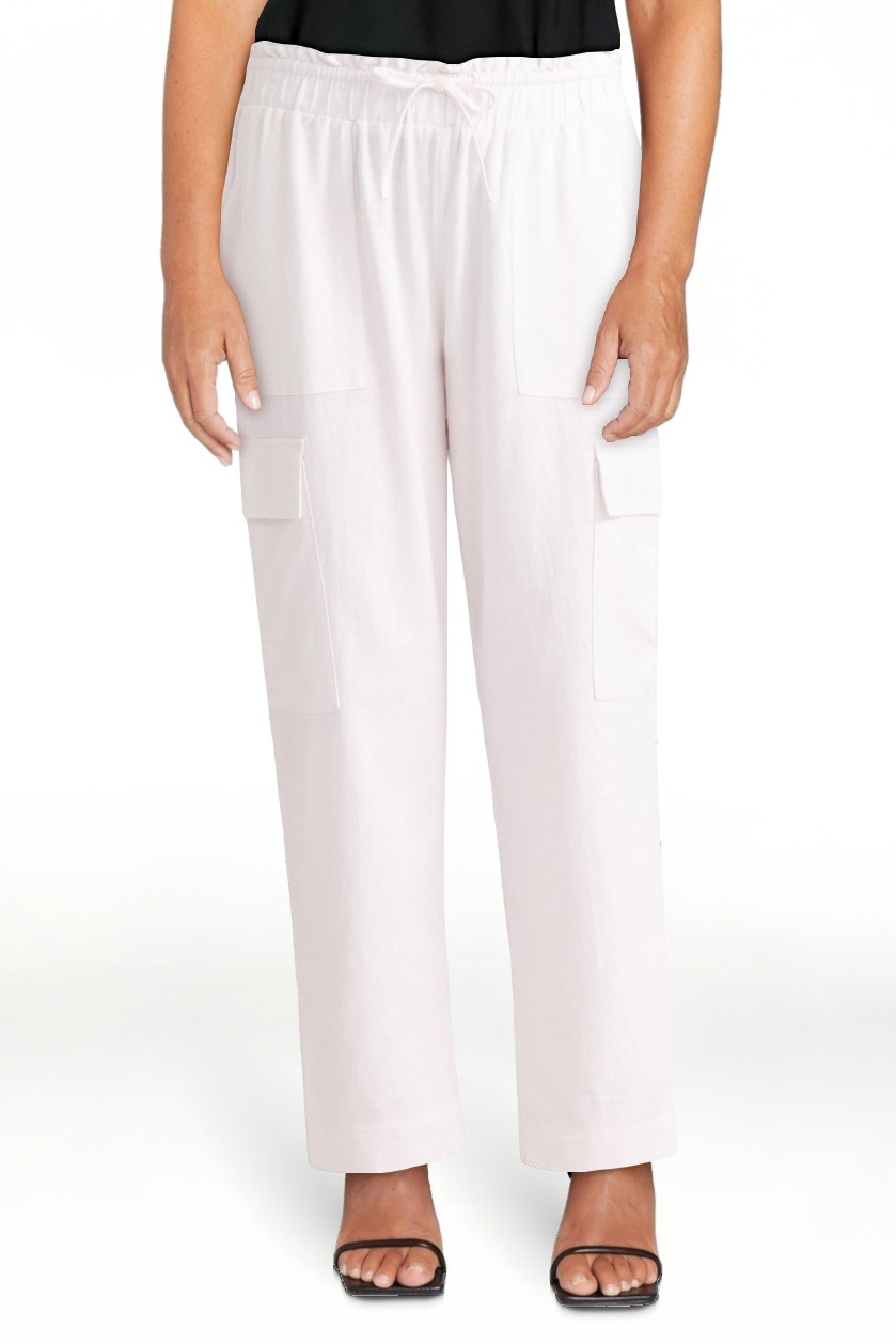 Time and Tru Women’s and Women’s Plus Linen Blend Cropped Cargo Pants, 27" Inseam, Sizes XS-3... | Walmart (US)