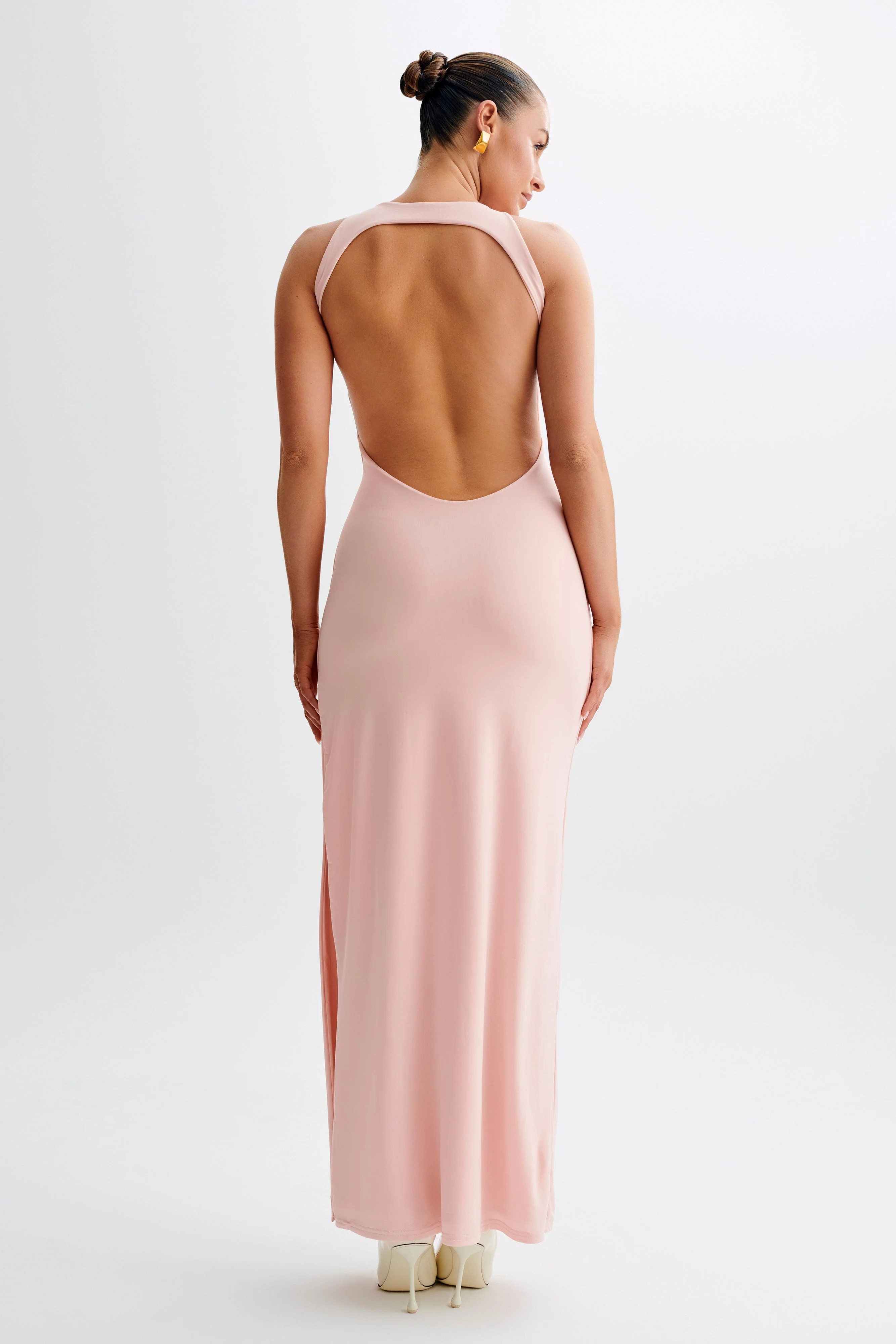 Louise Slinky Backless Maxi Dress - Pale Pink | MESHKI US
