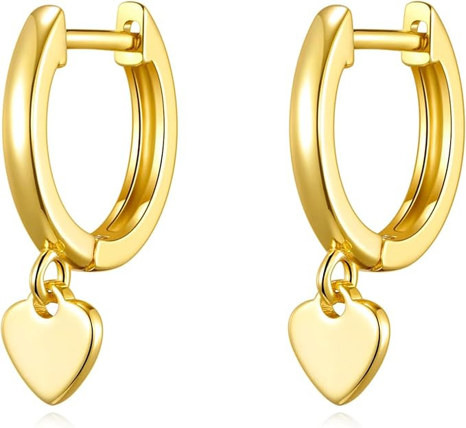 Philip Jones Gold Plated Heart Charm Hoop Earrings | Amazon (UK)