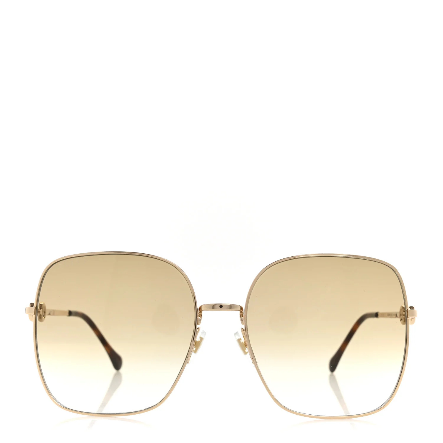 Metal Horsebit Square Frame Sunglasses GG0879S Gold | FASHIONPHILE (US)