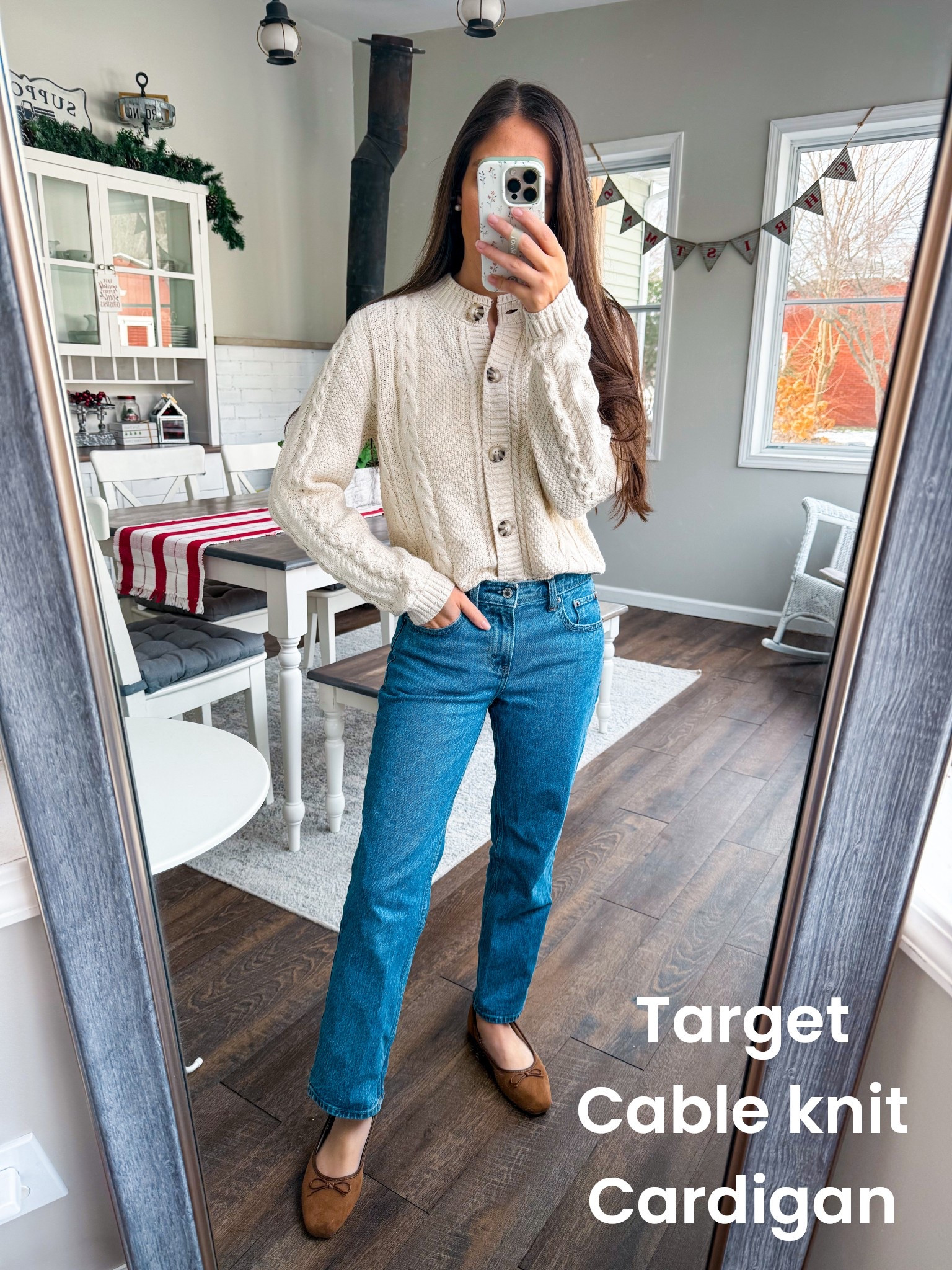 Target cable knit cardigan size small 
Denim tts xshort 
Shoes tts 

#LTKFindsUnder100 #LTKSaleAlert #LTKFindsUnder50