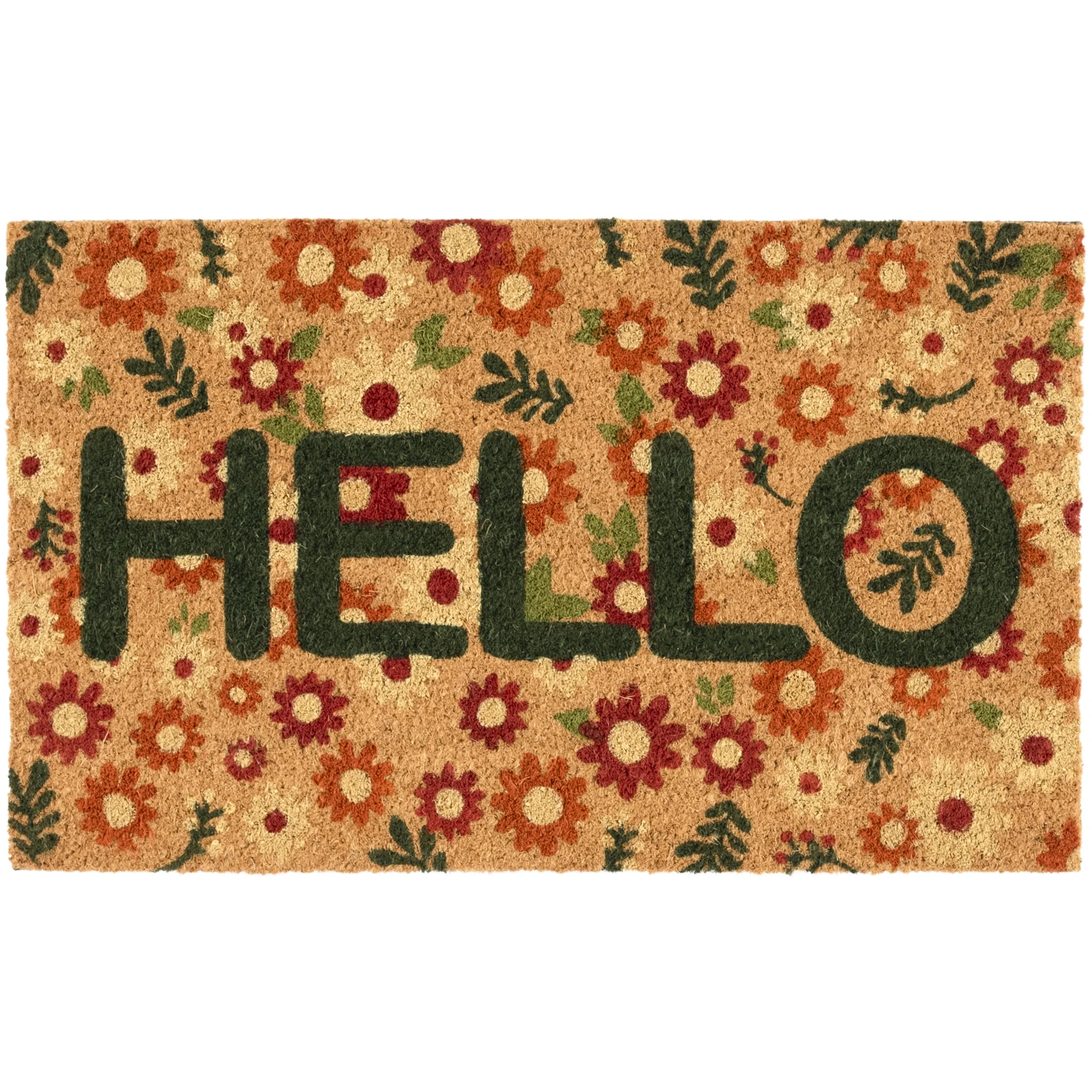 Way to Celebrate Hello Floral Coir Outdoor Doormat, 18"x30" - Walmart.com | Walmart (US)