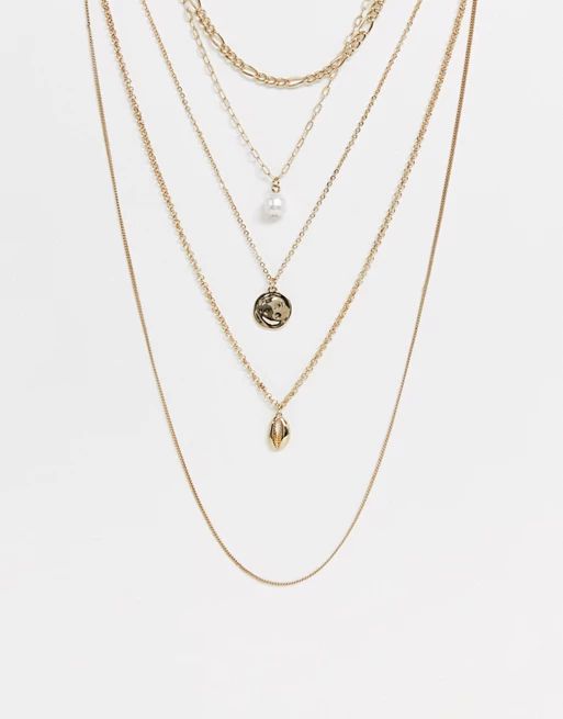 Liars & Lovers shell & coin extreme layering necklace | ASOS US