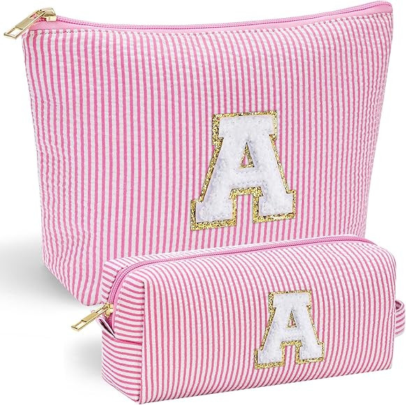 YOOLIFE Valentines Day Gifts | Personalized Initial Makeup Bag Pink Cosmetic Bag Travel Toiletry ... | Amazon (US)