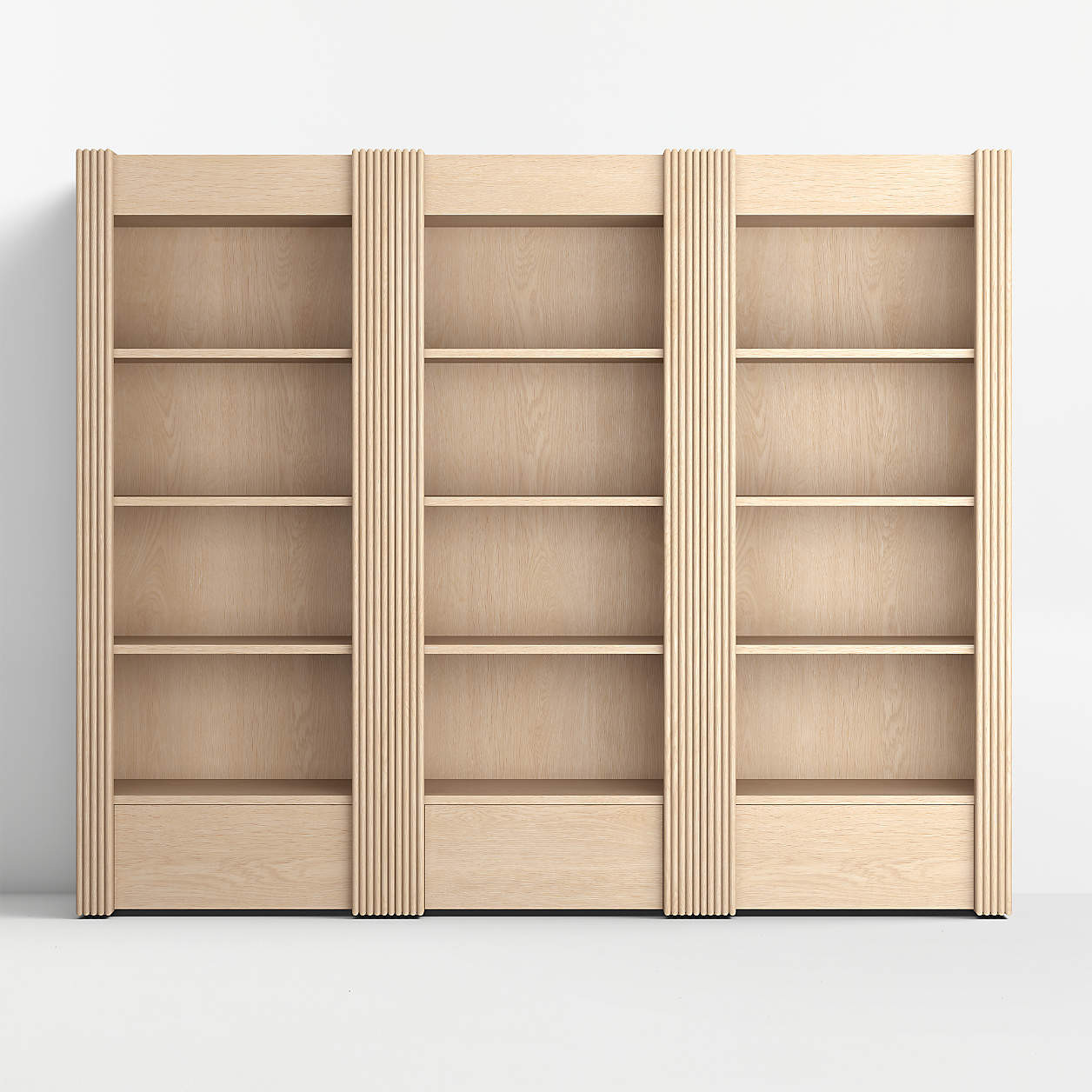 Siena 102" Whitewash Wood 4-Shelf Storage Bookcase with Drawer, Set of 3 + Reviews | Crate & Barr... | Crate & Barrel