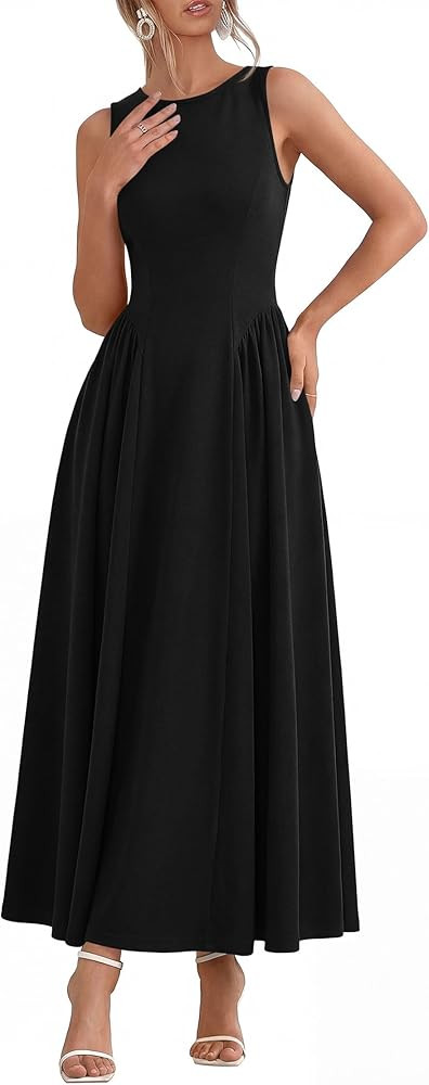 KIRUNDO Wedding Guest Dresses for Women 2026 Summer Semi Formal Work Sleeveless Elegant Boat Neck... | Amazon (US)