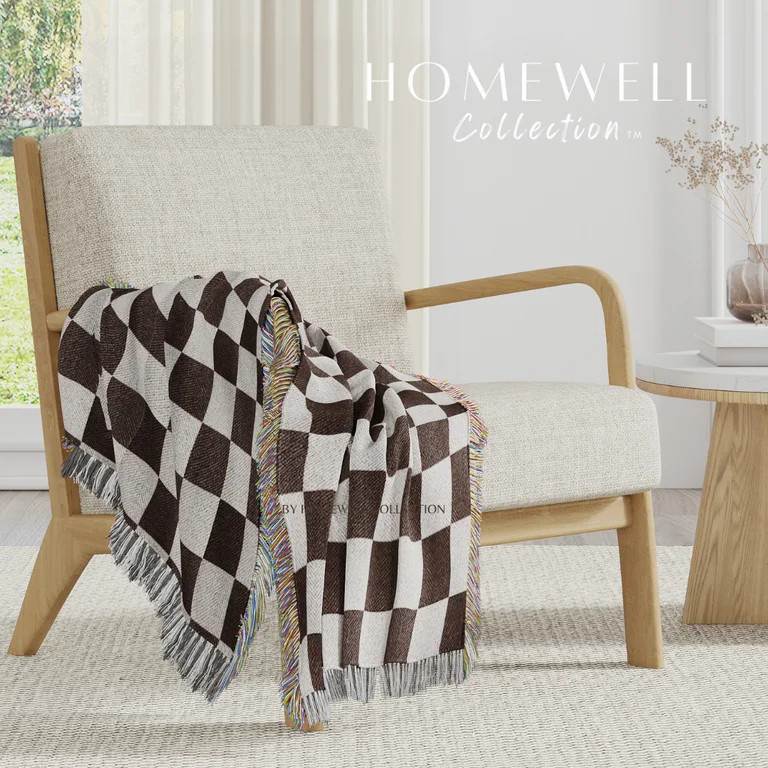 Homewell Collection Checkered Blanket | Checkerboard Pattern Throw Blanket with Fringe for stylin... | Walmart (US)
