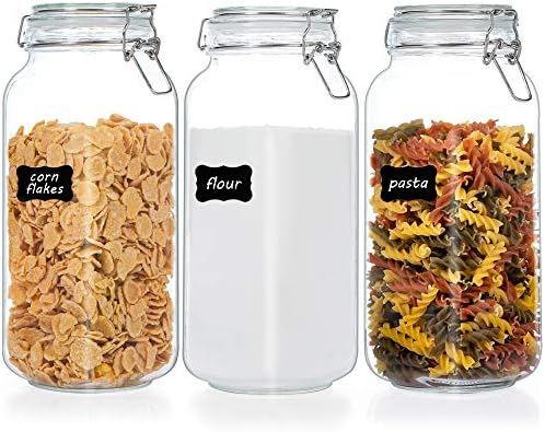 Vtopmart 78oz Glass Food Storage Jars with Airtight Clamp Lids, 3 Pack Large Kitchen Canisters fo... | Amazon (US)