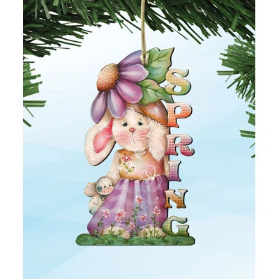 Spring Bunny Wooden Hanging Ornament | Wayfair North America