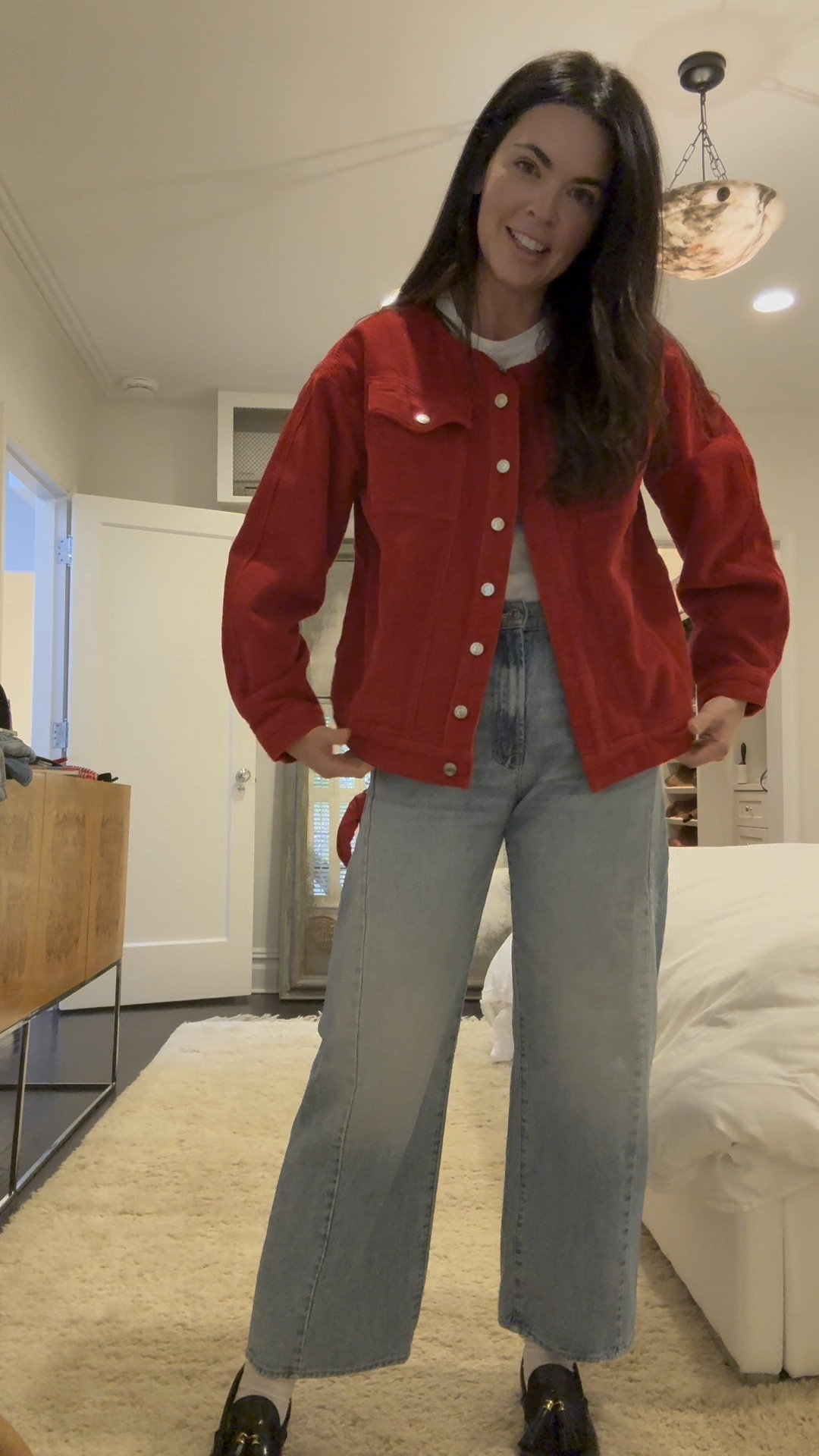 Girlfriend holiday lunch today! Love this red jacket (I got the pants as well, but opted for jeans today). 

#LTKParties #LTKHoliday #LTKOver40