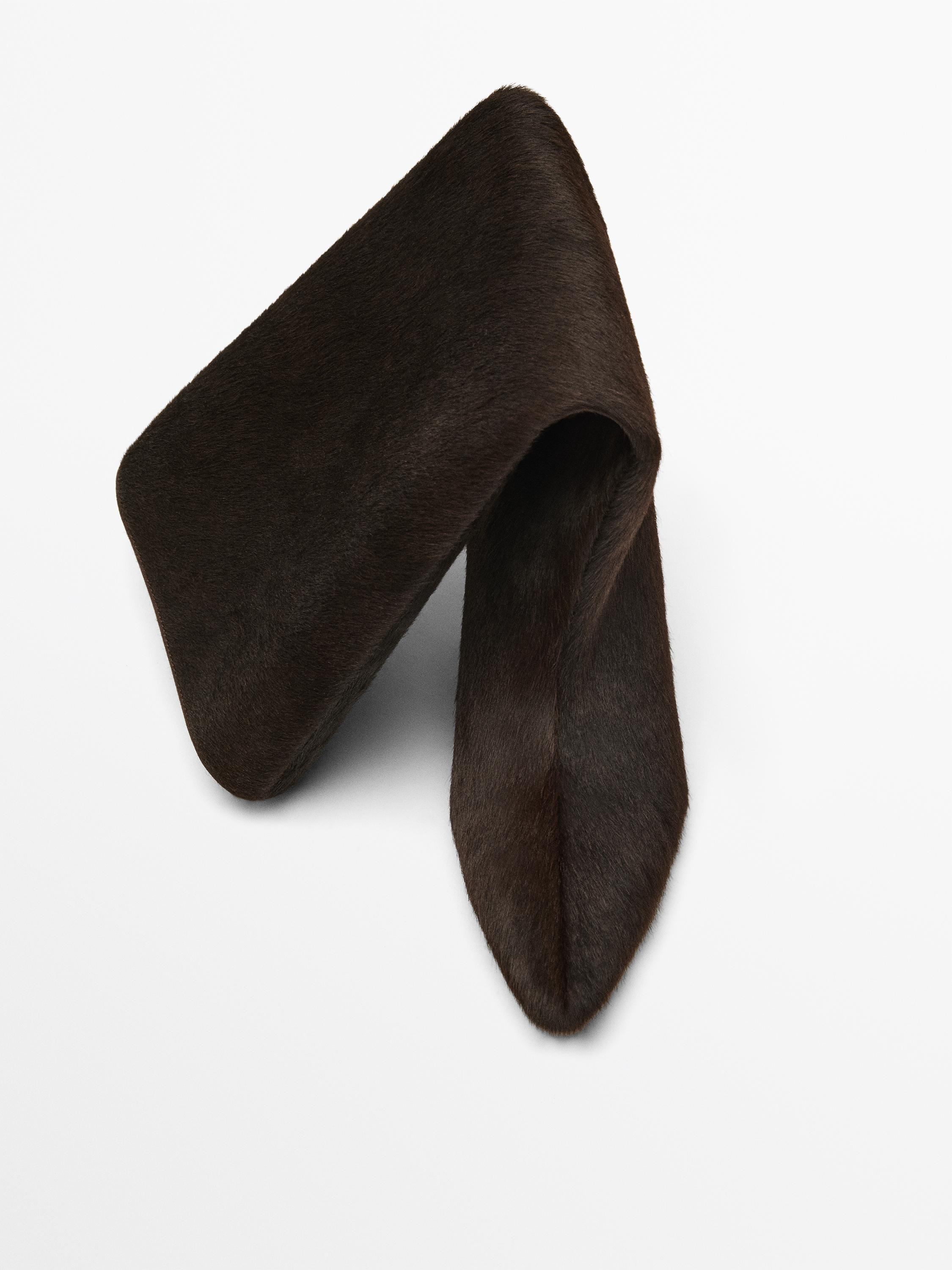 Hair on leather heeled boots | Massimo Dutti US