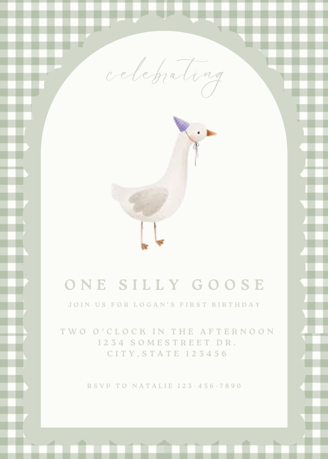 One Silly Goose Editable Invite, Silly Goose Birthday, Beige Mom One Silly Goose Birthday Invite,... | Etsy (US)