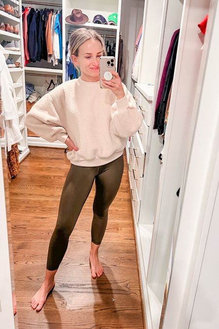 Walmart athleisure! This sherpa sweatshirt is on sale for $14! I have an XS (runs tts). The brown leggings are $18 from Walmart but this color is sold out. There are 14 colors to choose from though! #walmartfashion

#LTKstyletip #LTKSeasonal #LTKsalealert