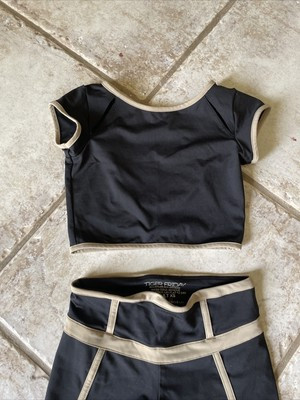 Tiger Friday 2 piece dancewear legging & crop top set 2 piece adult XS Black/Tan | eBay US
