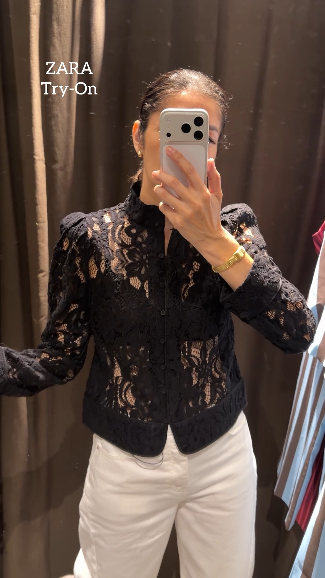 Zara try-on haul 🖤 This black lace blazer is STUNNING and easily one of my favorite pieces from this try-on. The lace detail makes it feel so elevated and special. You need to get this jacket!

I paired it with white barrel jeans for a chic black-and-white look that lets the blazer be the statement.

FIT DETAILS:
➡️ Zara black lace blazer — size XS
➡️ Zara white barrel jeans — size 36, true to size
➡️ Zara thong sandals — true to size

➫ MY BODY MEASUREMENTS FOR YOUR REFERENCE
Bra: 32C (81 cm)
Waist: 26” (66 cm)
Hips: 38” (96.5 cm)
Height: 5’7” (170 cm)

Zara try on haul | Zara black lace blazer | lace blazer outfit | Zara new arrivals | Zara white barrel jeans | white barrel jeans outfit | black and white outfit | Zara fall finds | statement blazer | fall outfit ideas | fashion over 40 | fashion over 50

#ZaraFinds #ZaraTryOn #ZaraNewIn #LTKStyle

#LTKSeasonal #LTKOver40