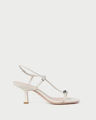 Triana White Leather Mid-Heel Sandal | Loeffler Randall