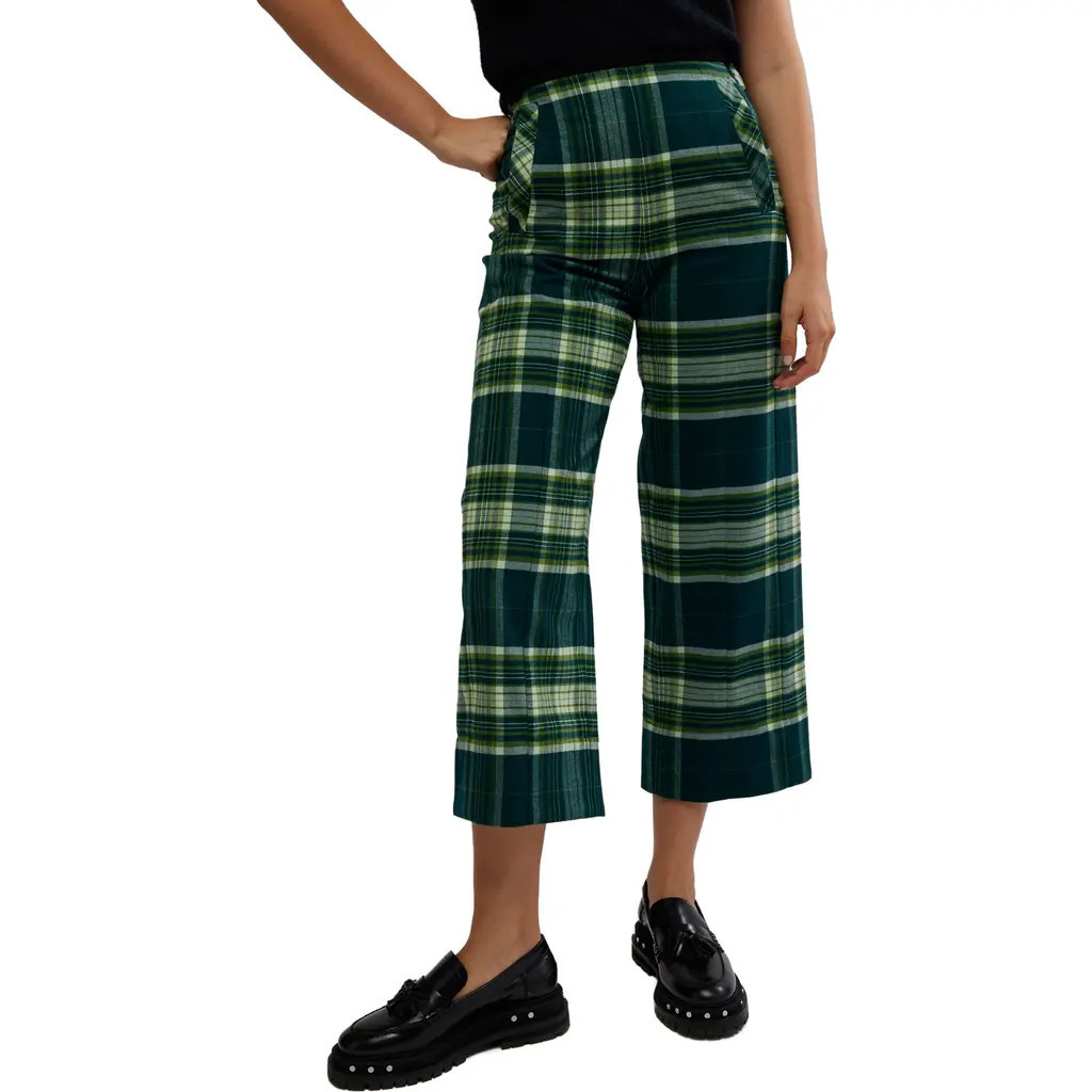 Free People Acadia Plaid Crop Pants in Green Combo at Nordstrom Rack, Size 0 | Nordstrom Rack