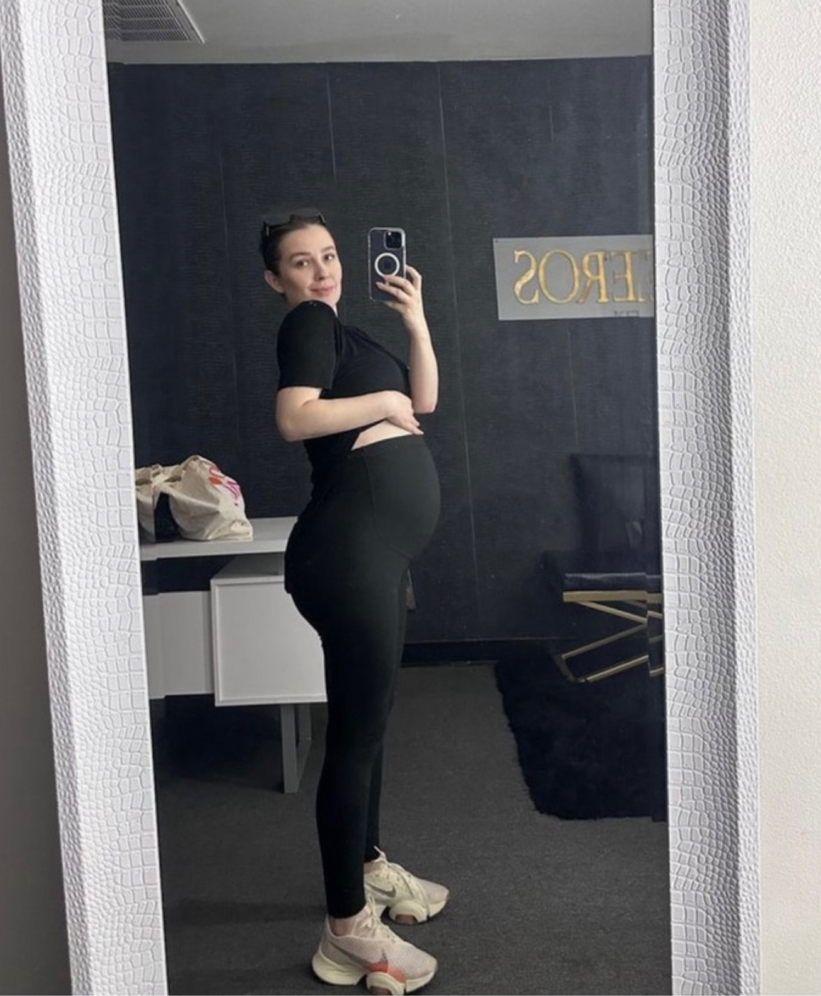 Love this look for running errands! These leggings are so comfortable for pregnancy 

#LTKbump #LTKshoecrush #LTKGiftGuide