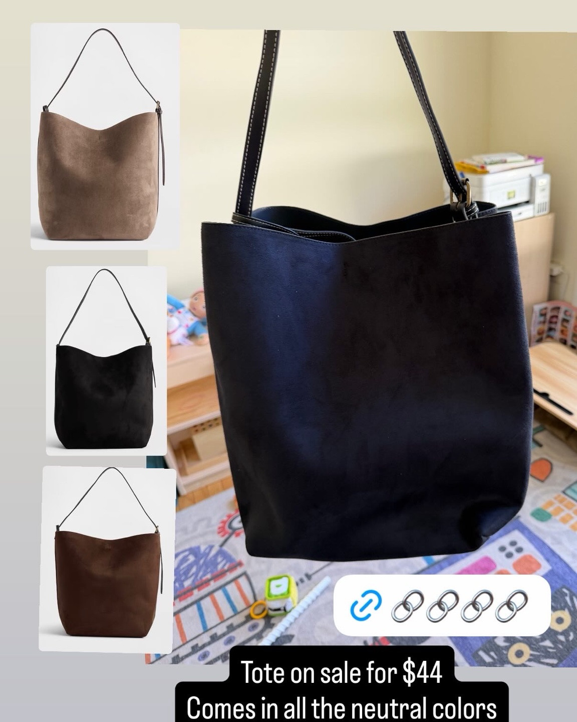 Vegan suede tote on sale for $44. Available in all neutral colors. Perfect for moms errands and for work

#LTKWorkwear #LTKmomlife #LTKBaby