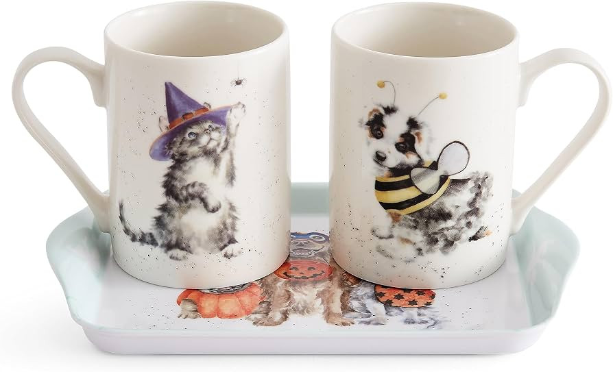 Royal Worcester Wrendale Deigns Halloween Cat and Dog Mug and Tray Set | Amazon (UK)