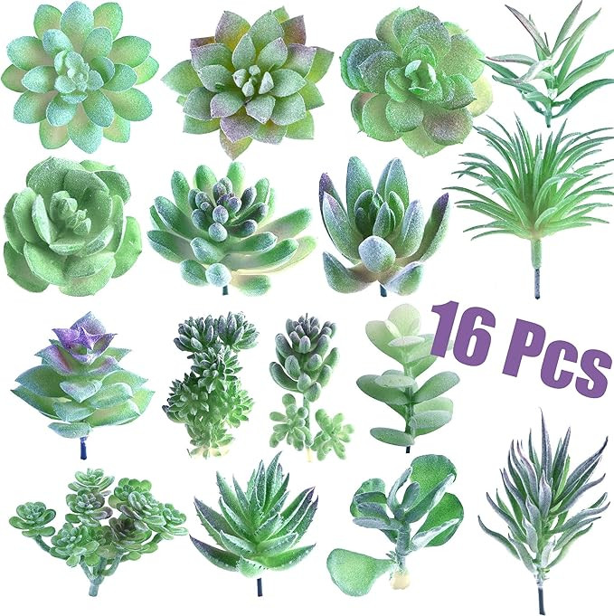 FEPITO 16 Pcs Random Size Artificial Succulent Plants Unpotted Succulents Picks Faux Succulent Pl... | Amazon (US)