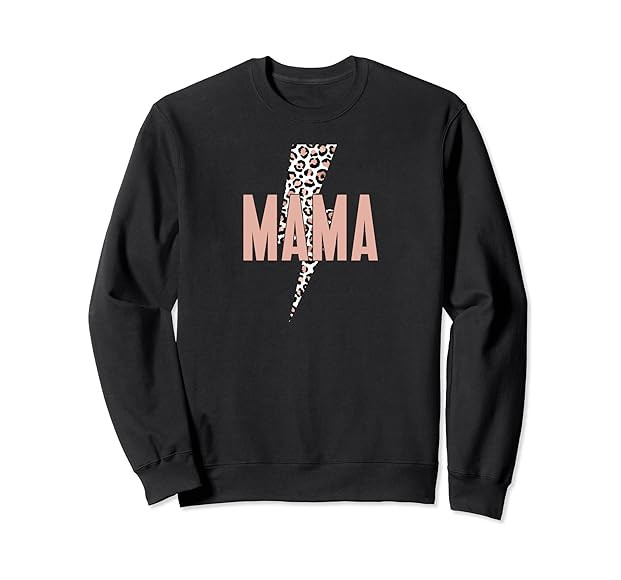 Trendy Mama Leopard Lightning Bolt Cute Mom Sweatshirt | Amazon (US)