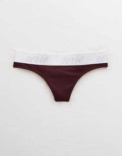 Aerie Cotton Logo Thong Undie | American Eagle Outfitters (US & CA)