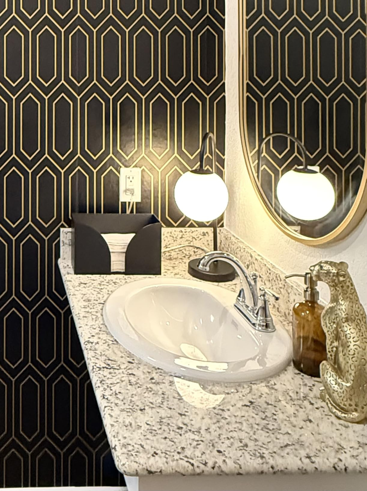 Cheetah Statue Home Decor Leopard Sculpture Resin Sitting Cheetah Figurine Desktop Table Top Orna... | Amazon (US)