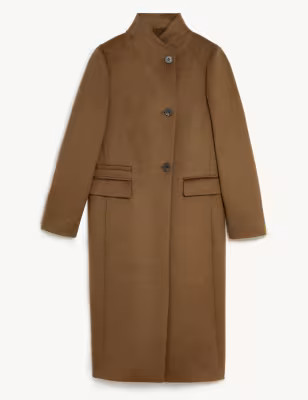 Pure Wool Funnel Neck Coat | JAEGER | M&S | Marks & Spencer (UK)