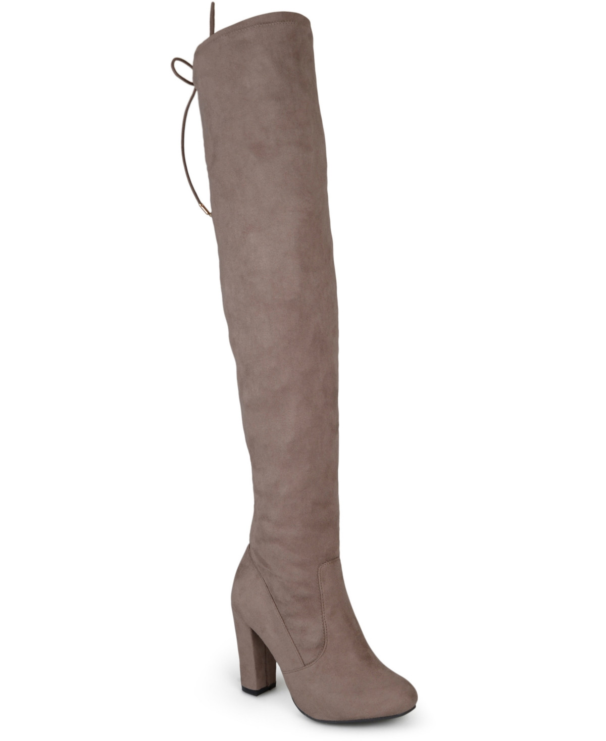 Journee Collection Women's Maya Over The Knee Block Heel Dress Boots - Taupe | Macy's
